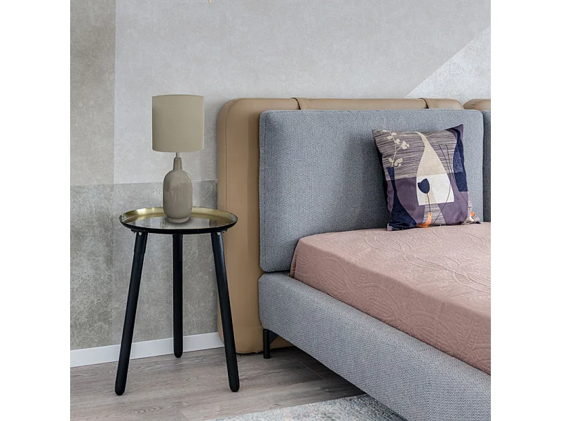 Lampe 49 cm vase céramique laqué et abat-jour taupe - GAïA