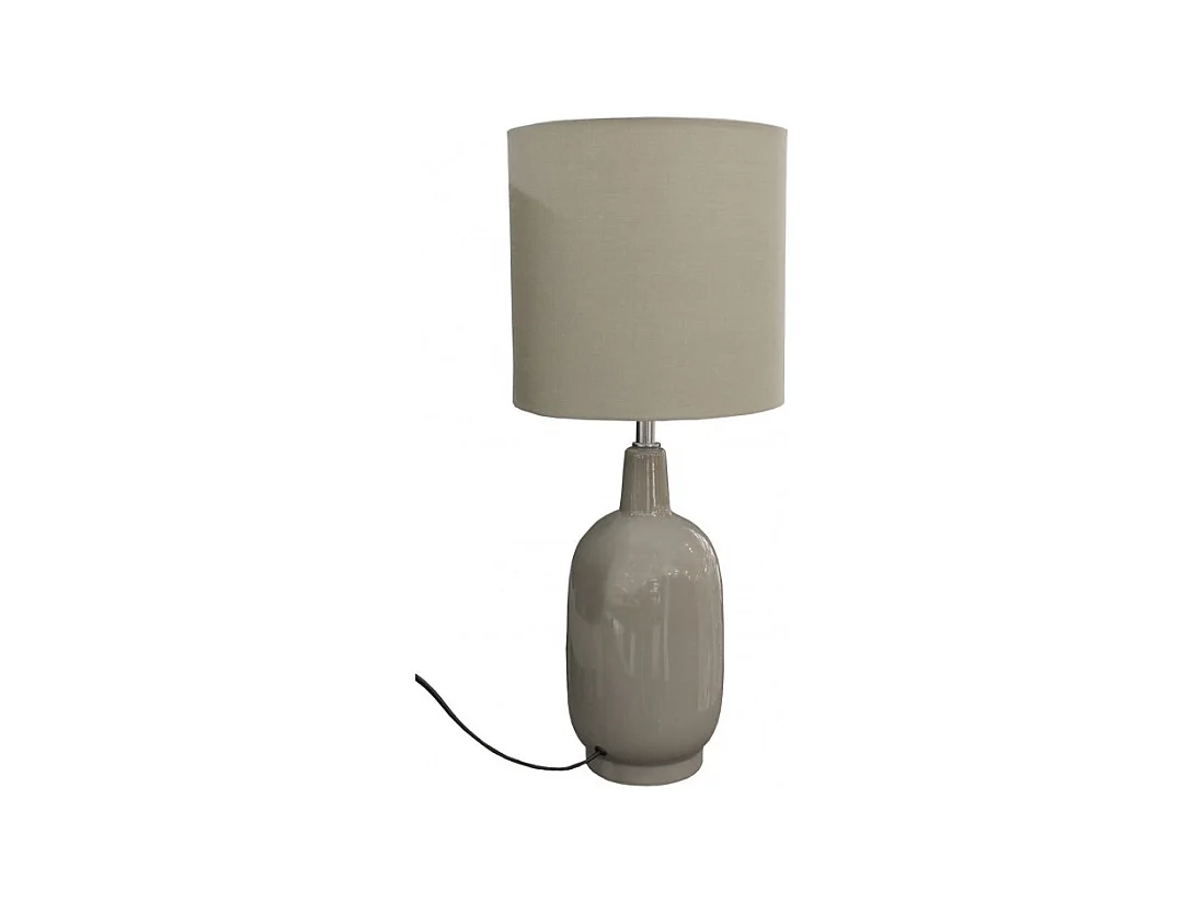 Lampe 49 cm vase céramique laqué et abat-jour taupe - GAïA
