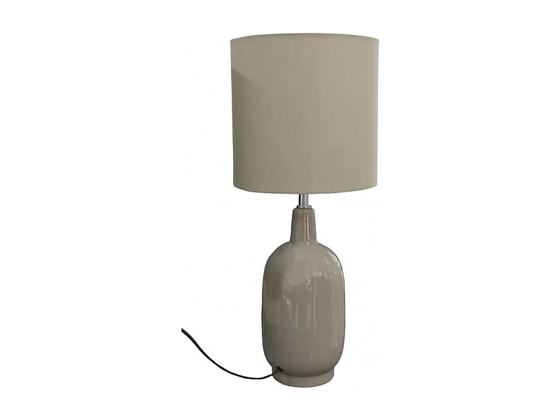 Lampe 49 cm vase céramique laqué et abat-jour taupe - GAïA
