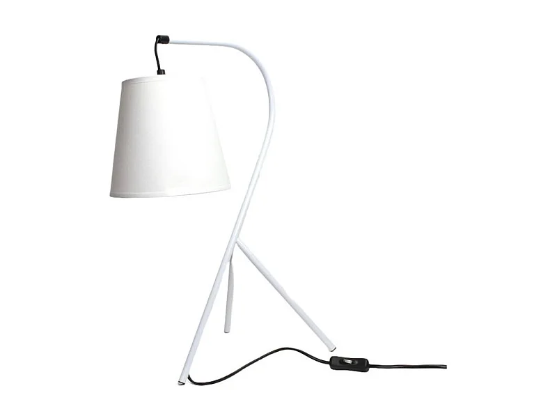Lampe 53 cm abat-jour suspendu et trépied métal blanc - CAMPANA