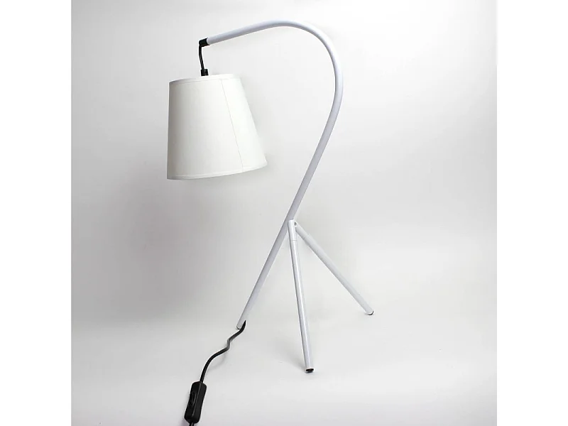 Lampe 53 cm abat-jour suspendu et trépied métal blanc - CAMPANA