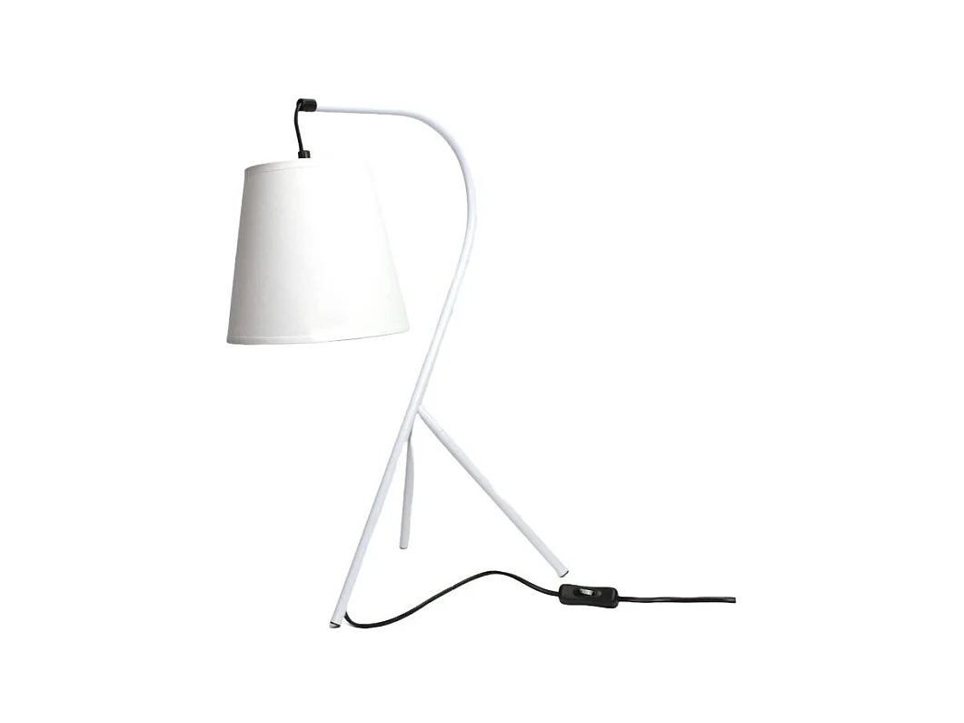 Lampe 53 cm abat-jour suspendu et trépied métal blanc - CAMPANA