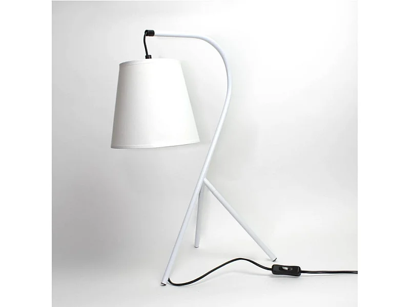 Lampe 53 cm abat-jour suspendu et trépied métal blanc - CAMPANA