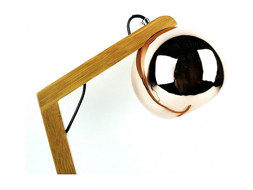 Lampe de chevet métal cuivré pied bois H41cm - COPPER