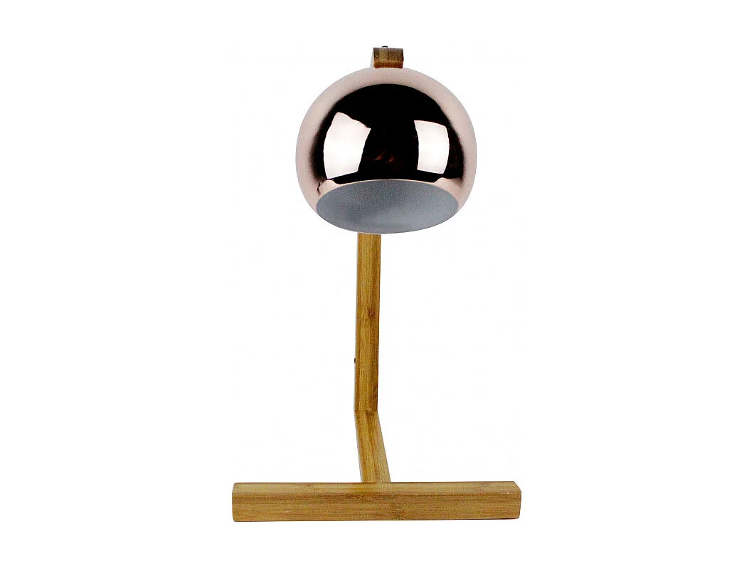 Lampe de chevet métal cuivré pied bois H41cm - COPPER