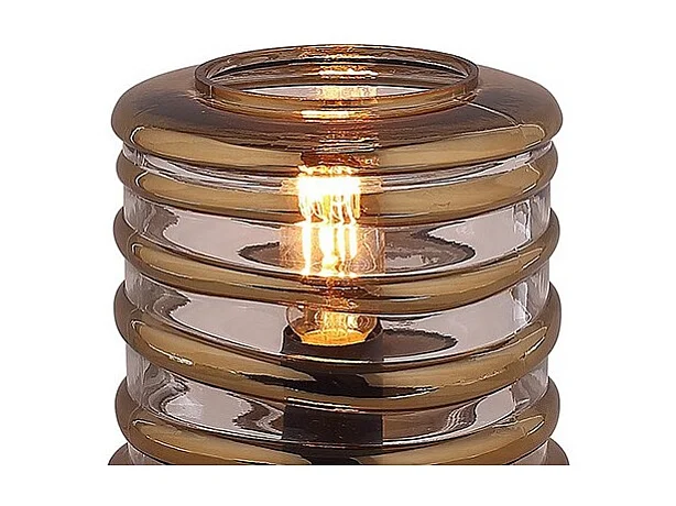 Lampe 24 cm cylindre verre soufflé et métal cuivré vintage - NELSON