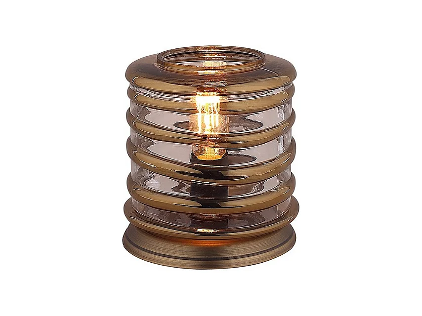 Lampe 24 cm cylindre verre soufflé et métal cuivré vintage - NELSON