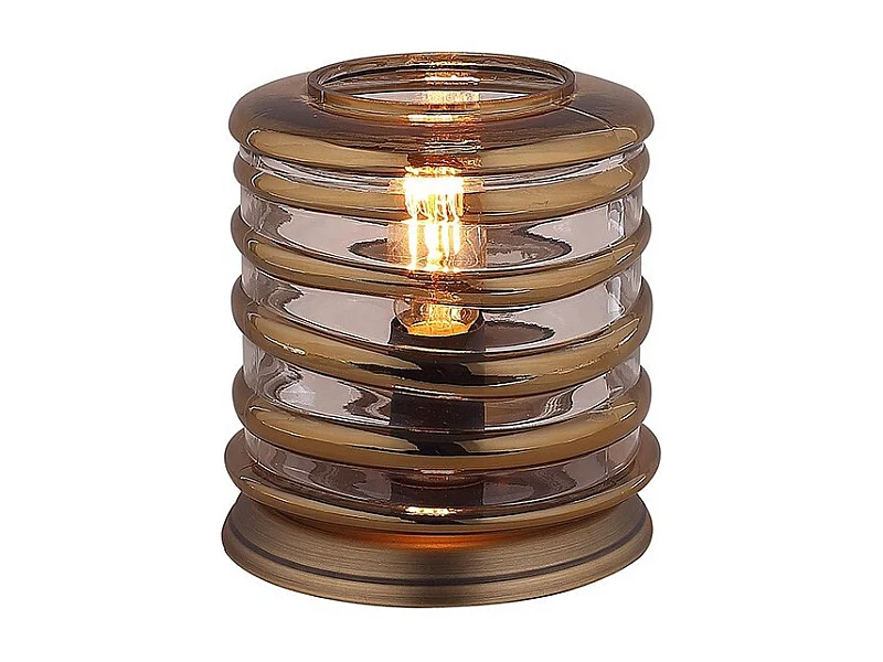 Lampe 24 cm cylindre verre soufflé et métal cuivré vintage - NELSON