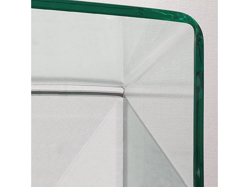 Meuble TV 130 cm verre trempé caisson décor chêne sur roulettes - ICE