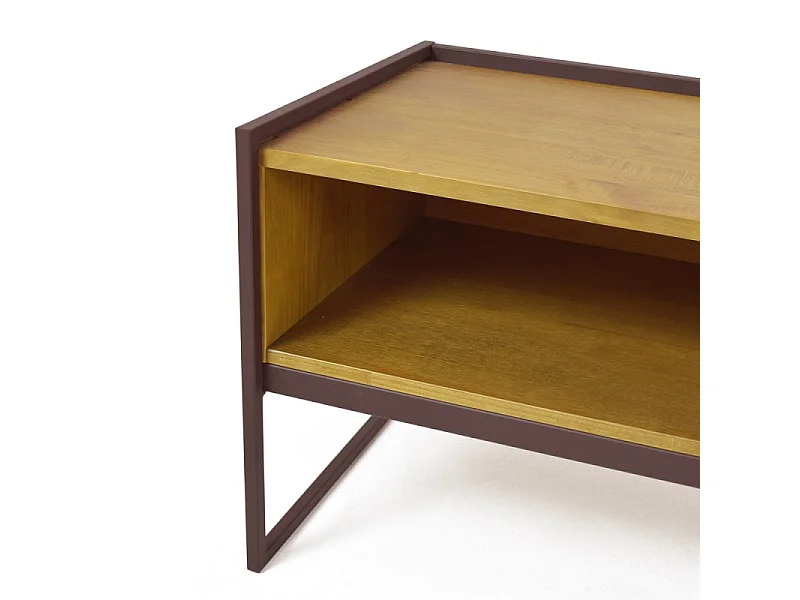 Meuble TV 183 cm 1 niche1 tiroir bois de pin et métal marron - LINEA