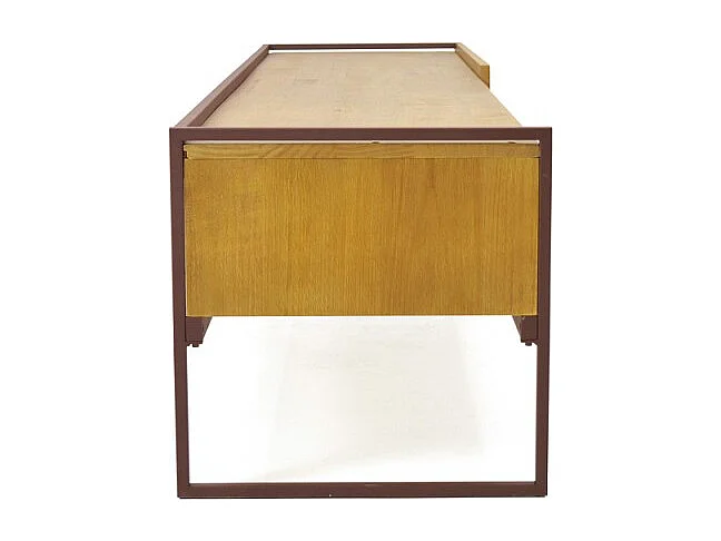 Meuble TV 183 cm 1 niche1 tiroir bois de pin et métal marron - LINEA