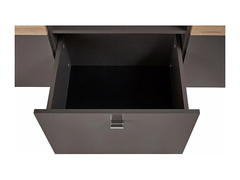 Meuble TV 150 cm 2 portes 1 tiroir décor chêne et gris - MARBELLA