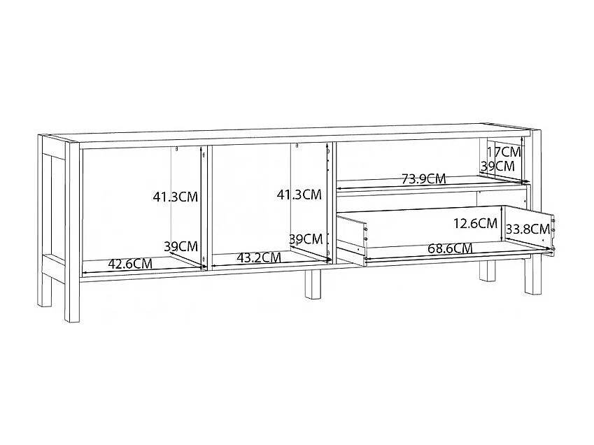 Meuble TV moderne 2 portes et 1 tiroir décor blanc et chêne - NORWAY