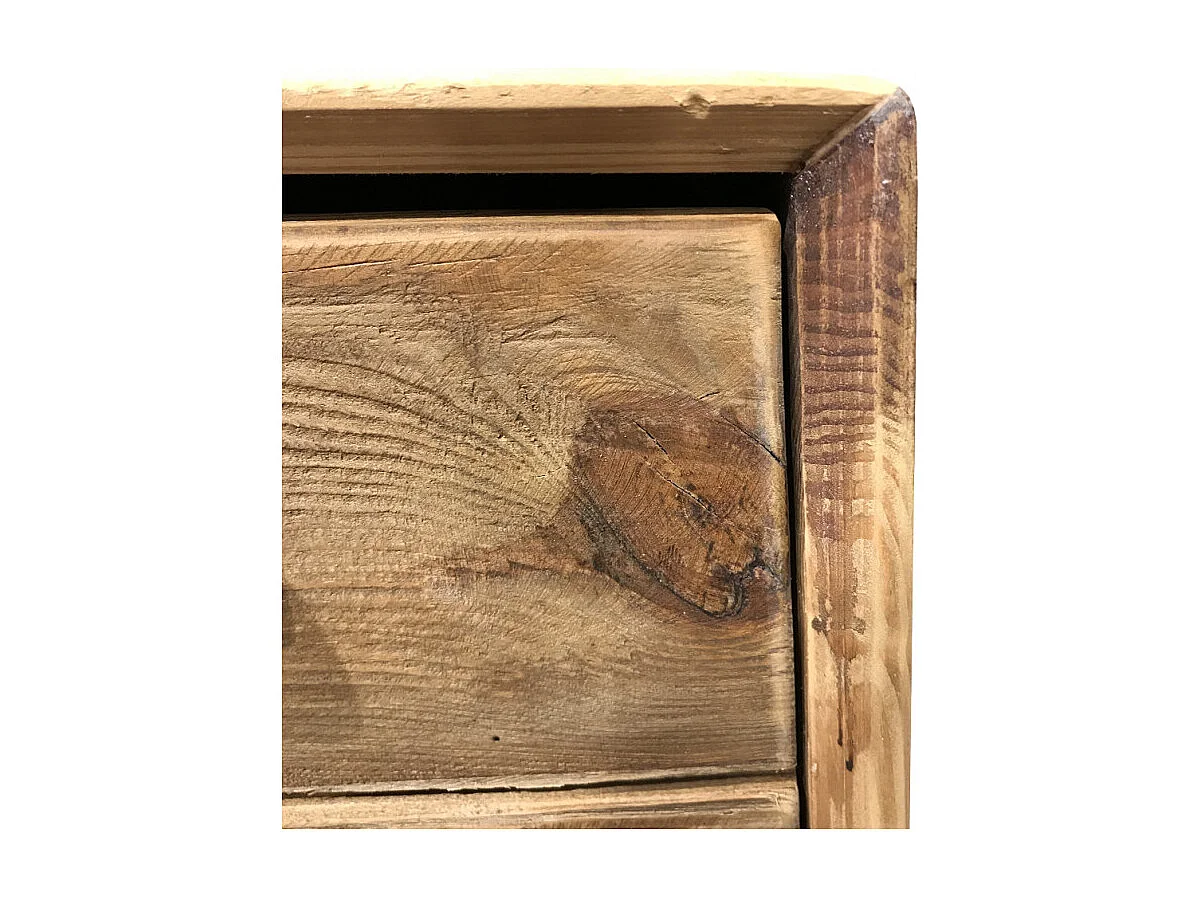 Meuble TV 130 cm en bois massif recyclé 2 niches 2 tiroirs - CHALET