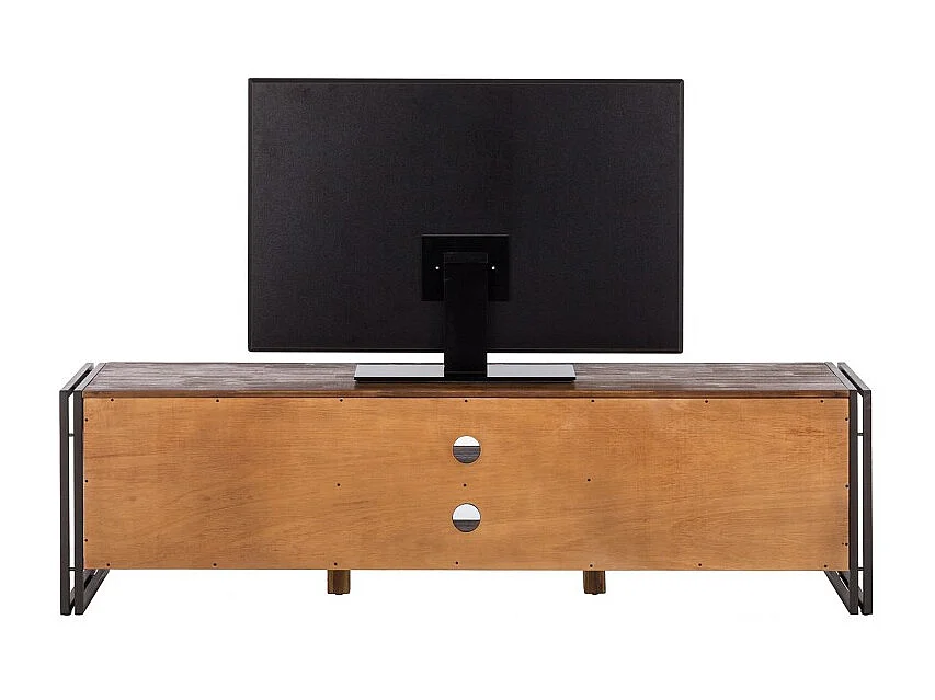 Meuble TV 180 cm 2 tiroirs 2 niches bois acacia et métal - WORKSHOP
