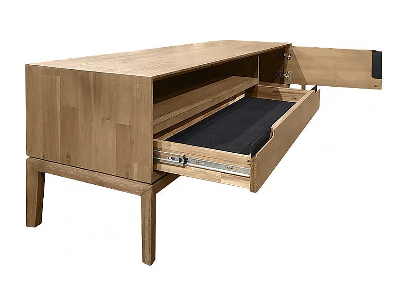 Meuble TV en bois design 1 tiroir 1 porte L.165 cm - KASSIA