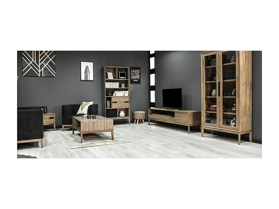 Meuble TV en bois design 1 tiroir 1 porte L.165 cm - KASSIA