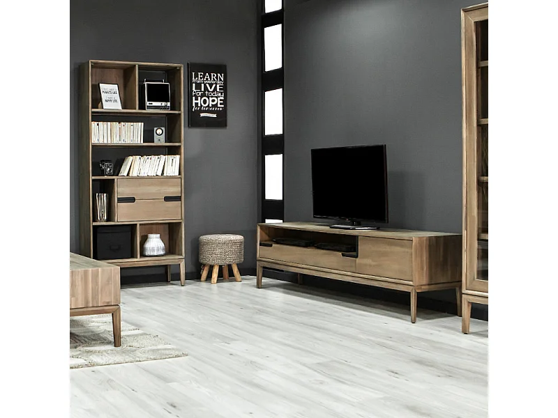 Meuble TV en bois design 1 tiroir 1 porte L.165 cm - KASSIA