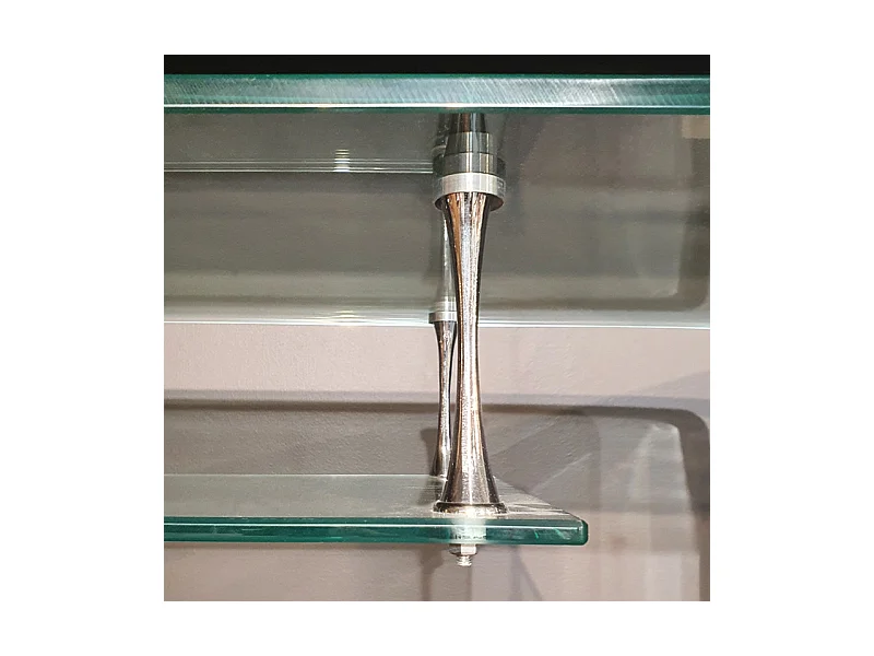 Meuble TV 126 cm en verre trempé avec étagère suspendue vitrée - ICE