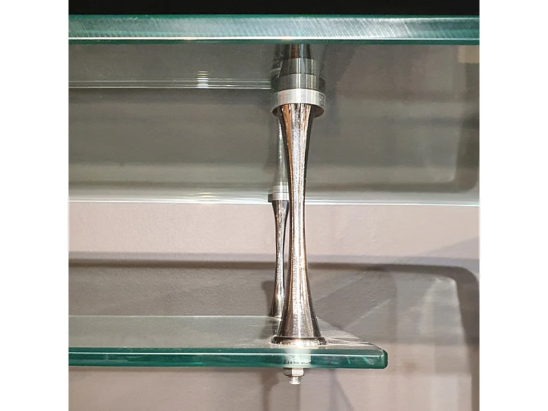 Meuble TV 126 cm en verre trempé avec étagère suspendue vitrée - ICE