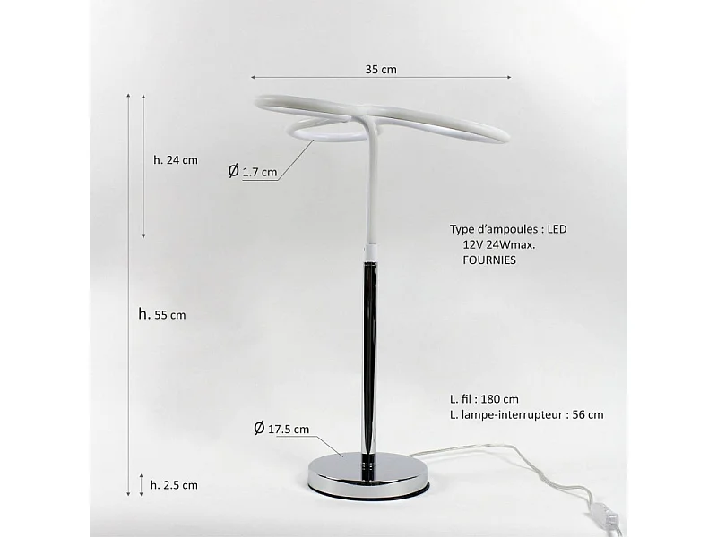 Lampe LED 66 cm design trèfle pied métal chromé - CLOVER