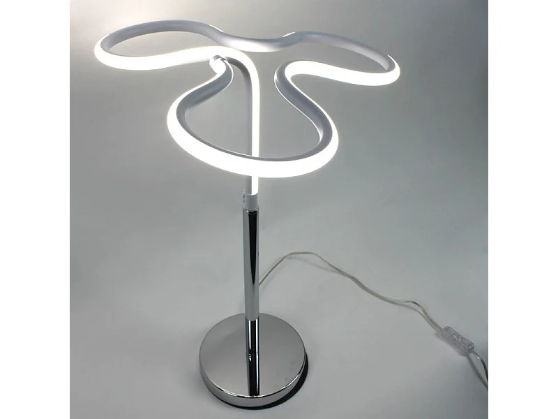 Lampe LED 66 cm design trèfle pied métal chromé - CLOVER