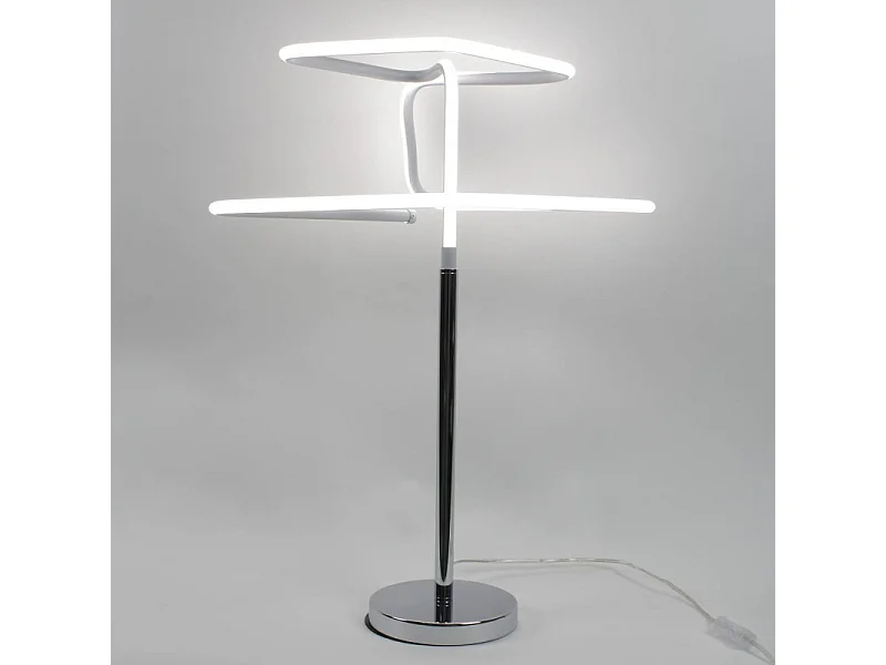 Lampe LED 63 cm design abstrait pied métal chromé - DIAMOND