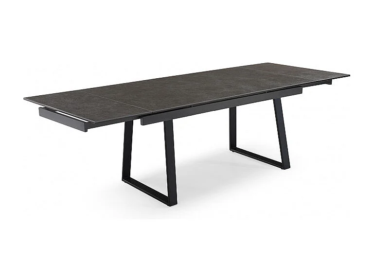 Table extensible 160/240 cm céramique gris foncé pied luge - UTAH 02