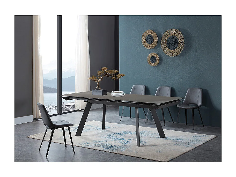 Table extensible 160 à 240 cm céramique gris pieds acier - DRAKKAR