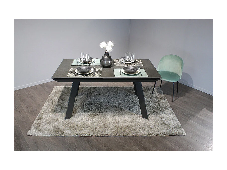 Table extensible 160 à 240 cm céramique gris pieds acier - DRAKKAR