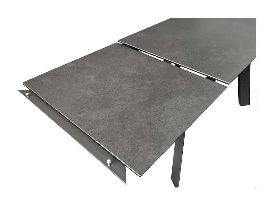 Table extensible 160 à 240 cm céramique gris pieds acier - DRAKKAR