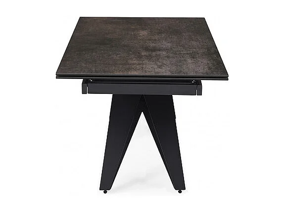 Table extensible 160/240 cm céramique gris vieilli pied géométrique - MAINE 03