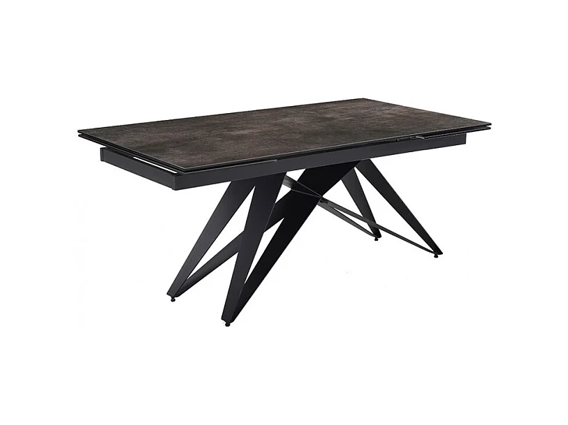 Table extensible 160/240 cm céramique gris vieilli pied géométrique - MAINE 03