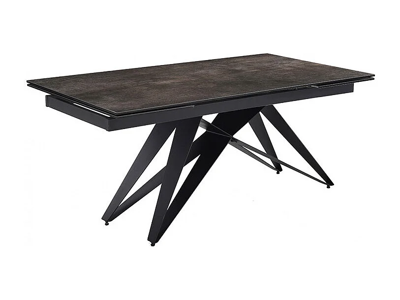 Table extensible 160/240 cm céramique gris vieilli pied géométrique - MAINE 03