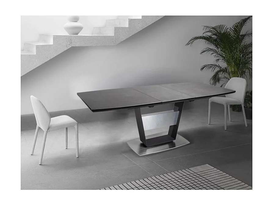 Table extensible 160 à 210 cm céramique gris pied central - DIVINE