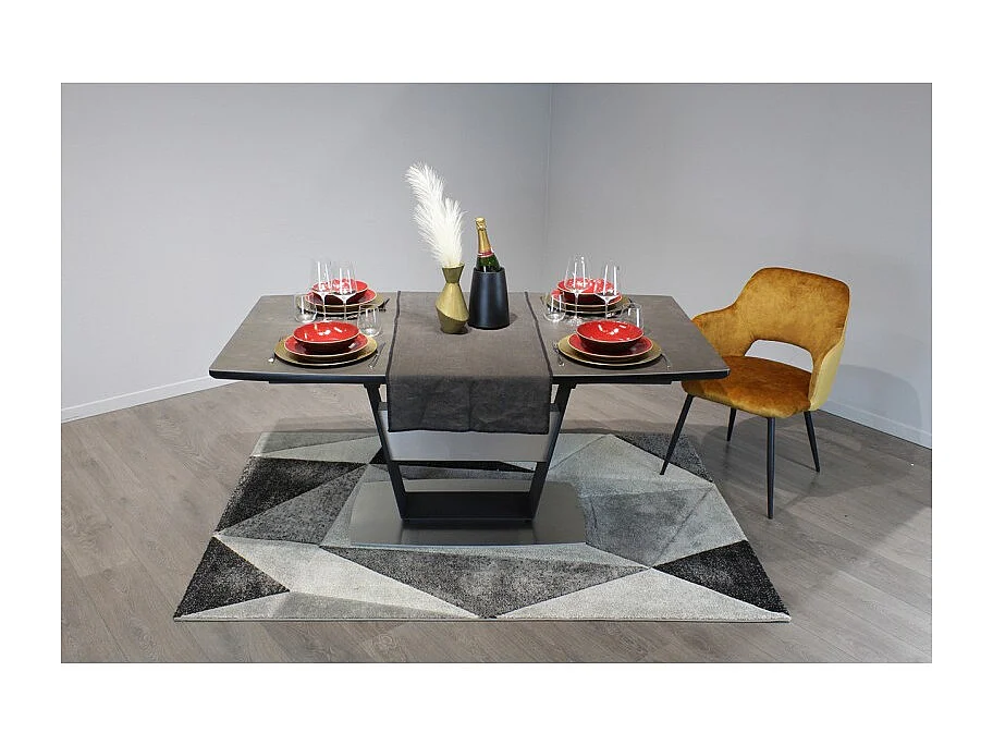 Table extensible 160 à 210 cm céramique gris pied central - DIVINE