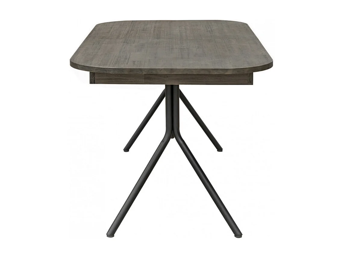 Table repas extensible L180/220 cm en bois cendré et métal - KUBI