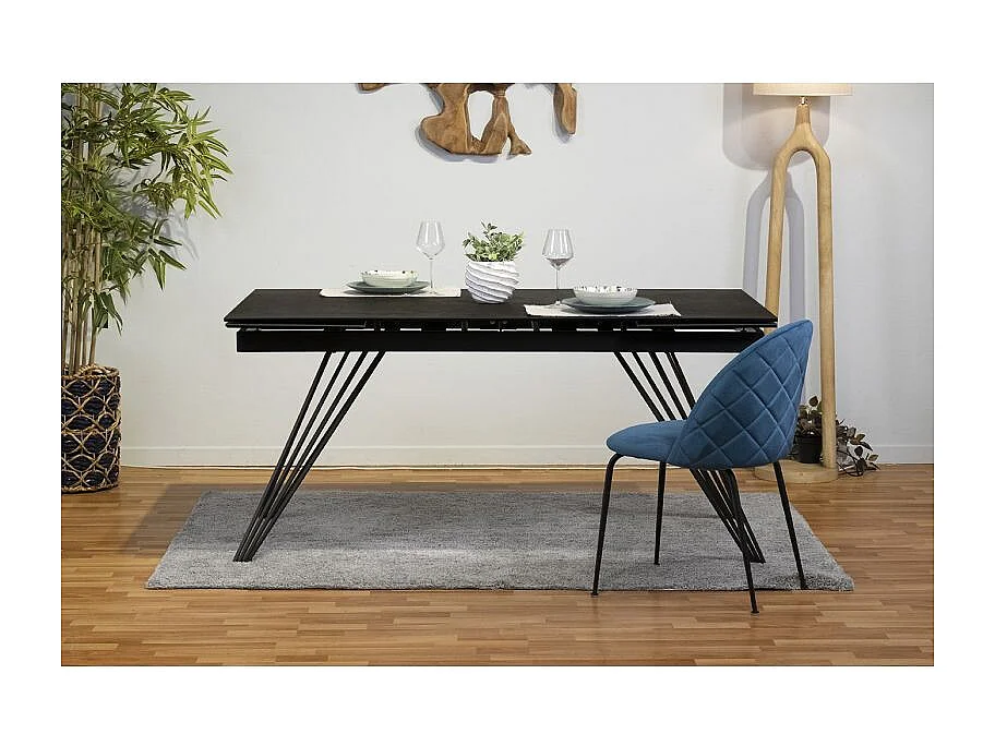 Table extensible 160/240 cm céramique gris foncé pieds filaires - UTAH 01