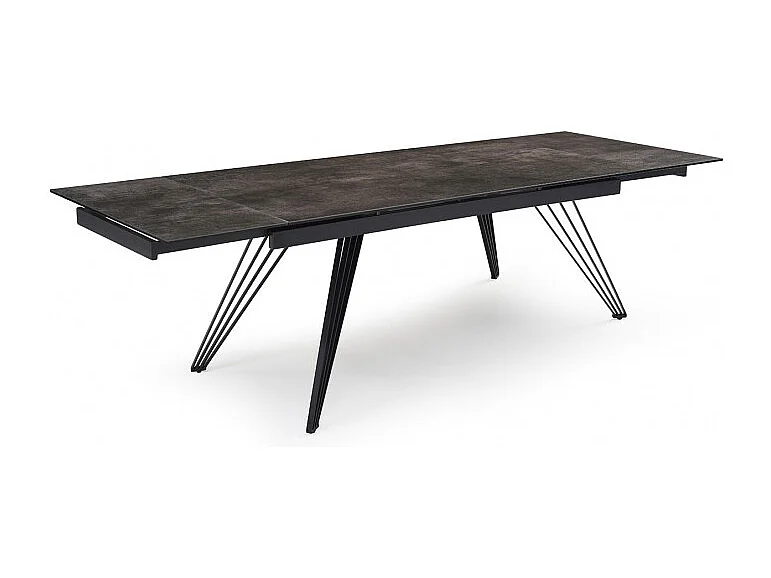 Table extensible 160/240 cm céramique gris vieilli pieds filaires - MAINE 01