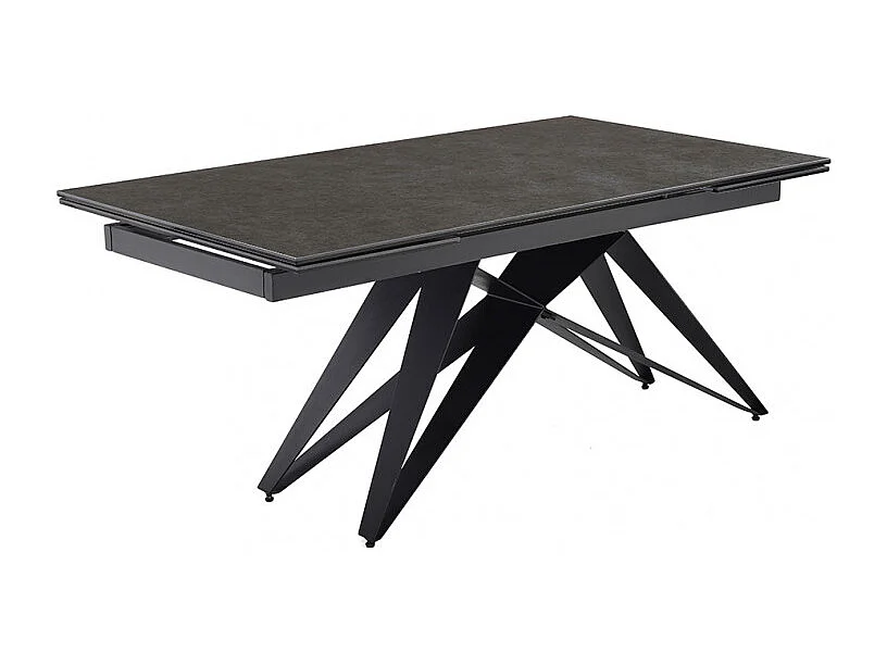 Table extensible 160/240 cm céramique gris foncé pied géométrique - UTAH 03