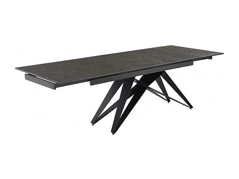 Table extensible 160/240 cm céramique gris foncé pied géométrique - UTAH 03