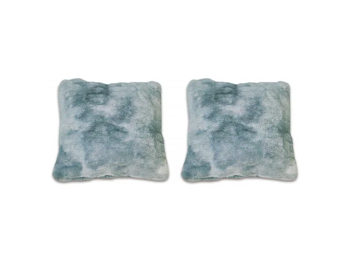 Lot 2 coussins carré 40 cm bleu fausse fourrure ultra douce - CALINOU
