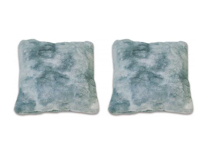 Lot 2 coussins carré 40 cm bleu fausse fourrure ultra douce - CALINOU