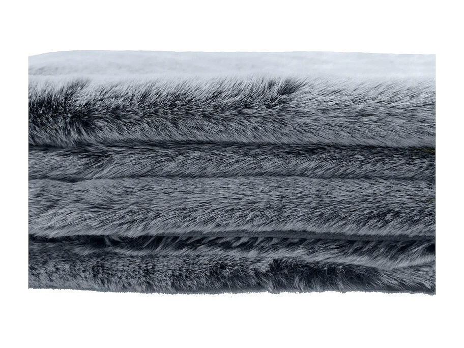 Lot de 2 coussins et 1 plaid en fausse fourrure gris givré doux - LEVY