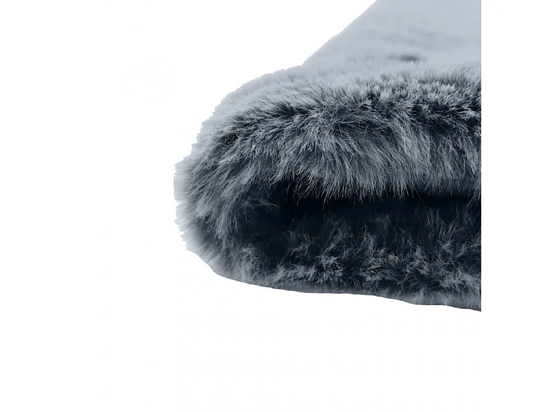 Lot de 2 coussins et 1 plaid en fausse fourrure gris givré doux - LEVY