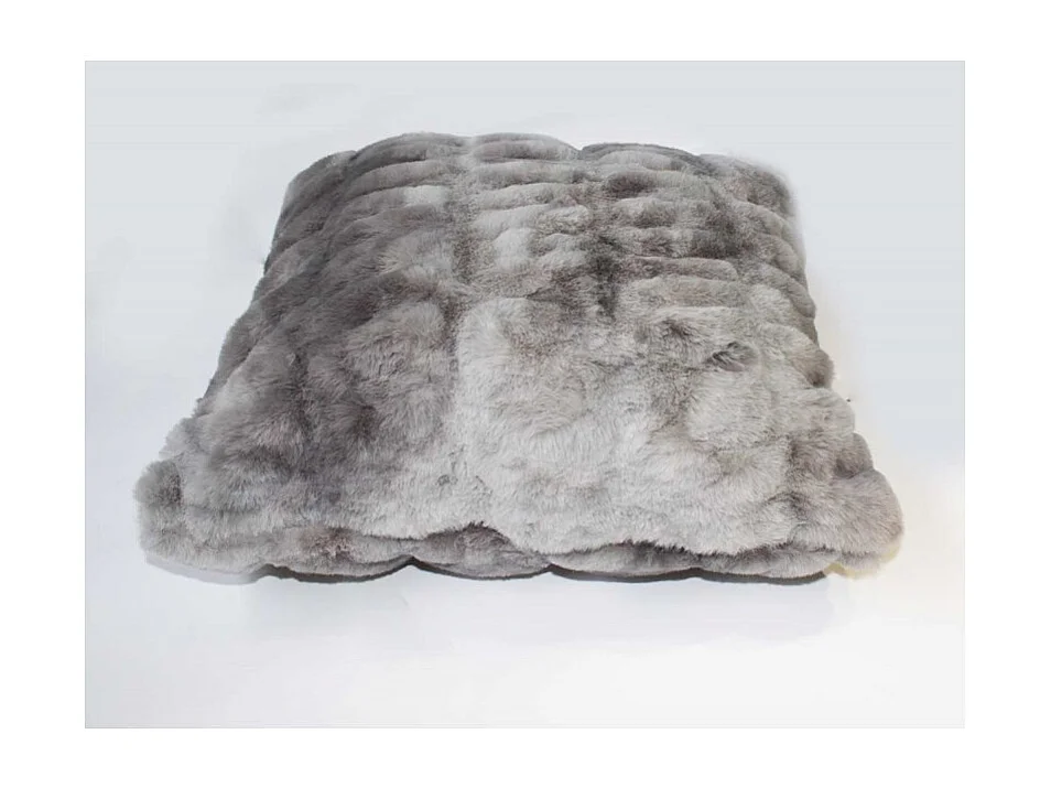 Lot 2 coussins carré 40 cm gris fausse fourrure ultra douce - CALINOU