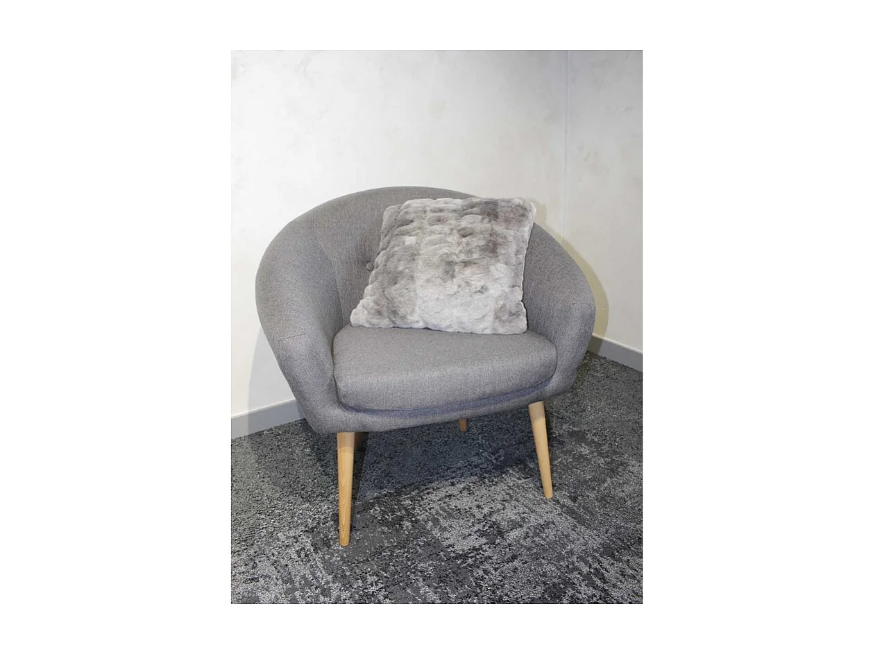 Lot 2 coussins carré 40 cm gris fausse fourrure ultra douce - CALINOU