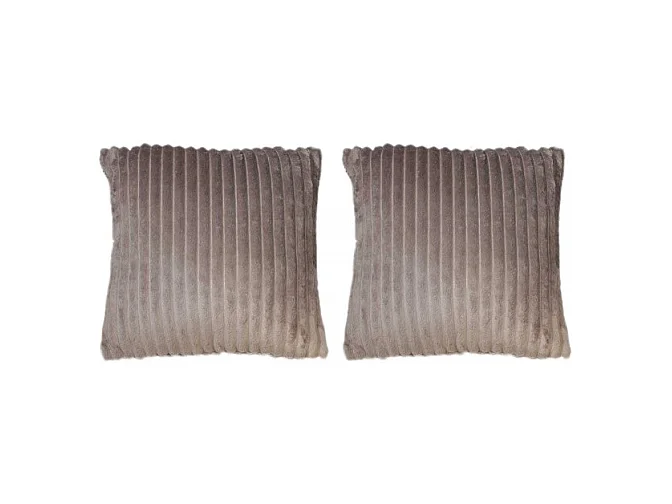 Lot 2 coussins 40 cm marron glacé en velours côtelé doux - BOREAL