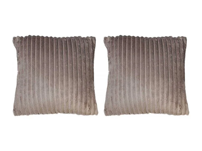 Lot 2 coussins 40 cm marron glacé en velours côtelé doux - BOREAL