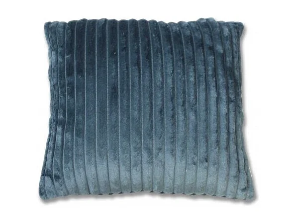 Coussin carré 40 cm bleu en velours côtelé doux - BOREAL